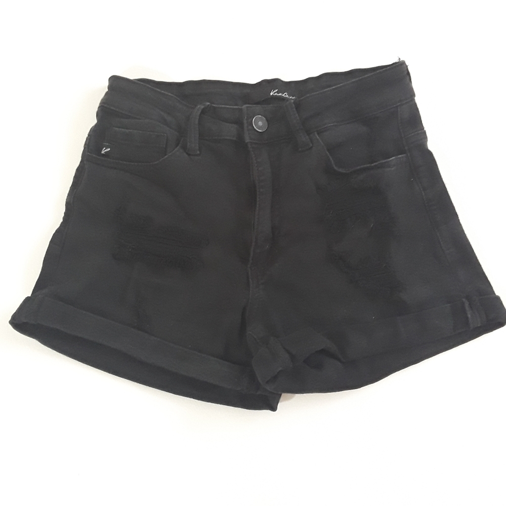 Womens KanCan Distressed Black Shorts 26